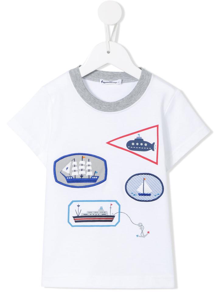 Familiar - Boat Patch Print T-shirt - Kids - Cotton - 3 Yrs, White