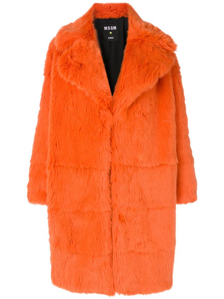 Msgm Fur Coat - Yellow & Orange