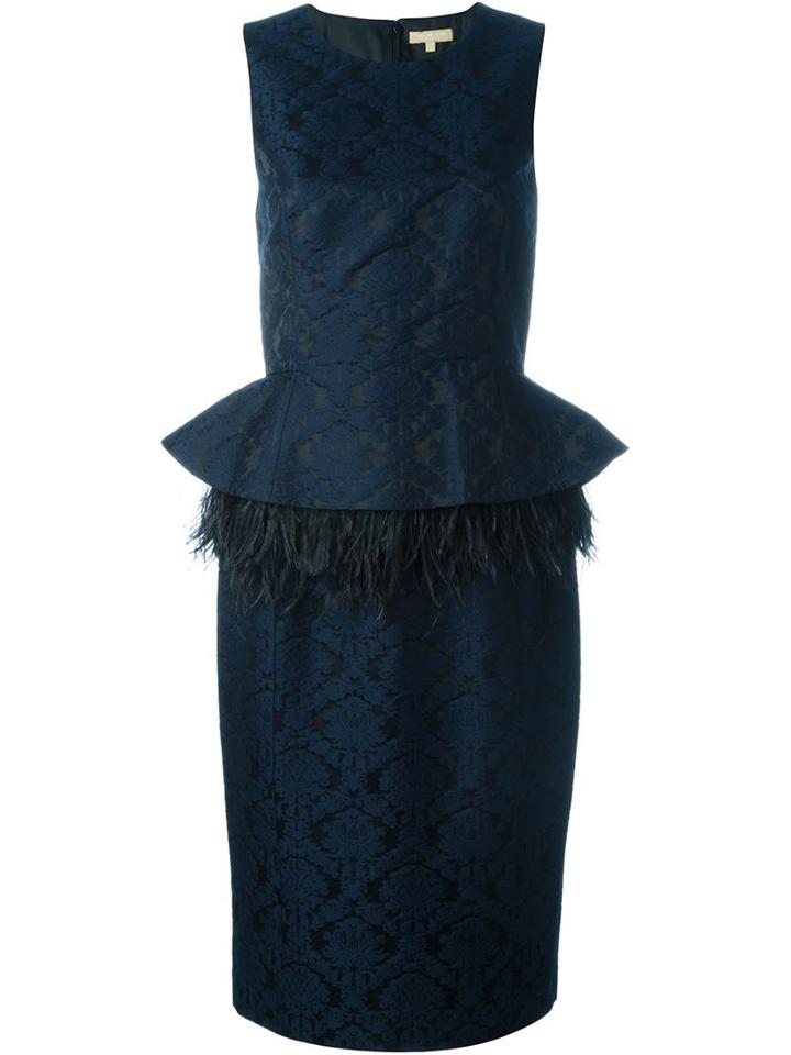 Michael Kors Feather Detail Brocade Dress