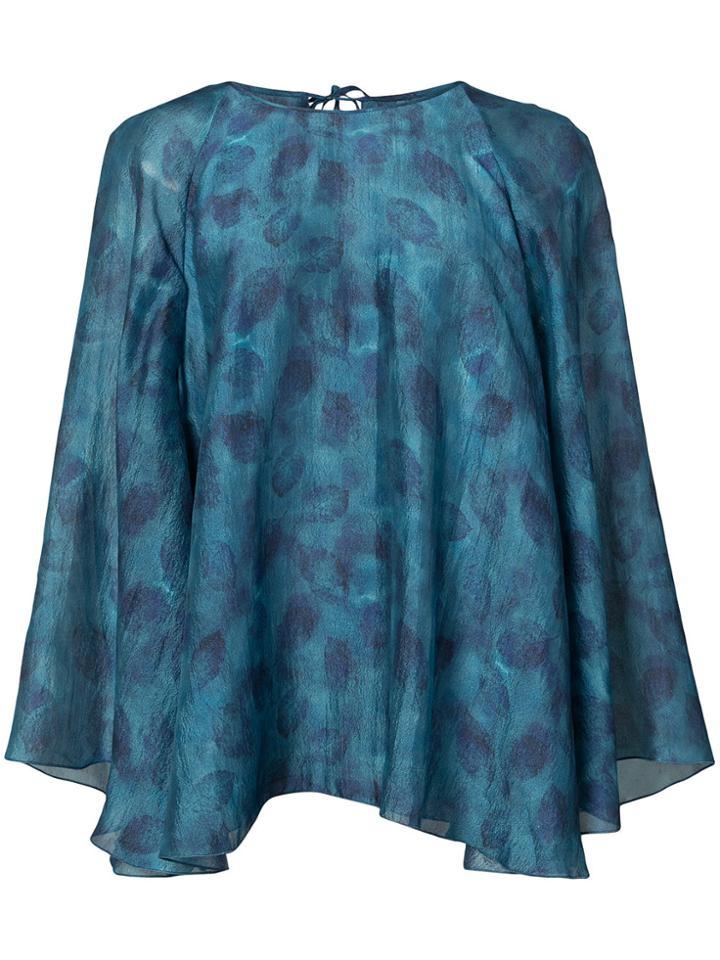 Paule Ka Leaves Print Shift Blouse - Blue