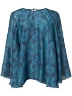 Paule Ka Leaves Print Shift Blouse - Blue