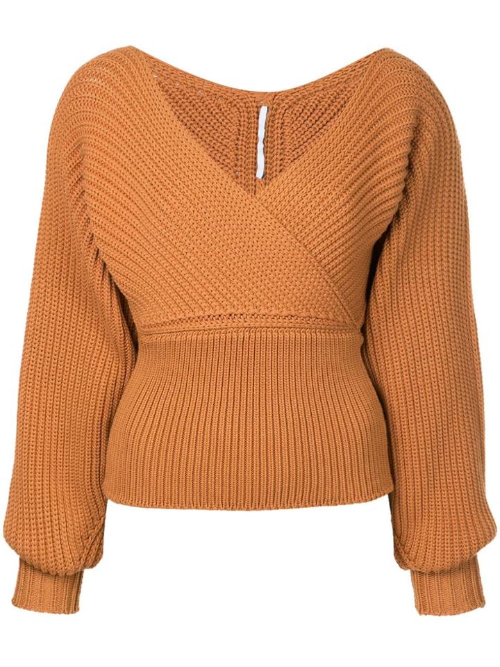 Rosetta Getty Wrap Neckline Sweater - Brown