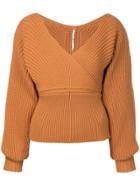 Rosetta Getty Wrap Neckline Sweater - Brown