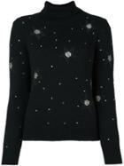 Saint Laurent Star Embellished Jumper, Women's, Size: Medium, Black, Nylon/mohair/wool