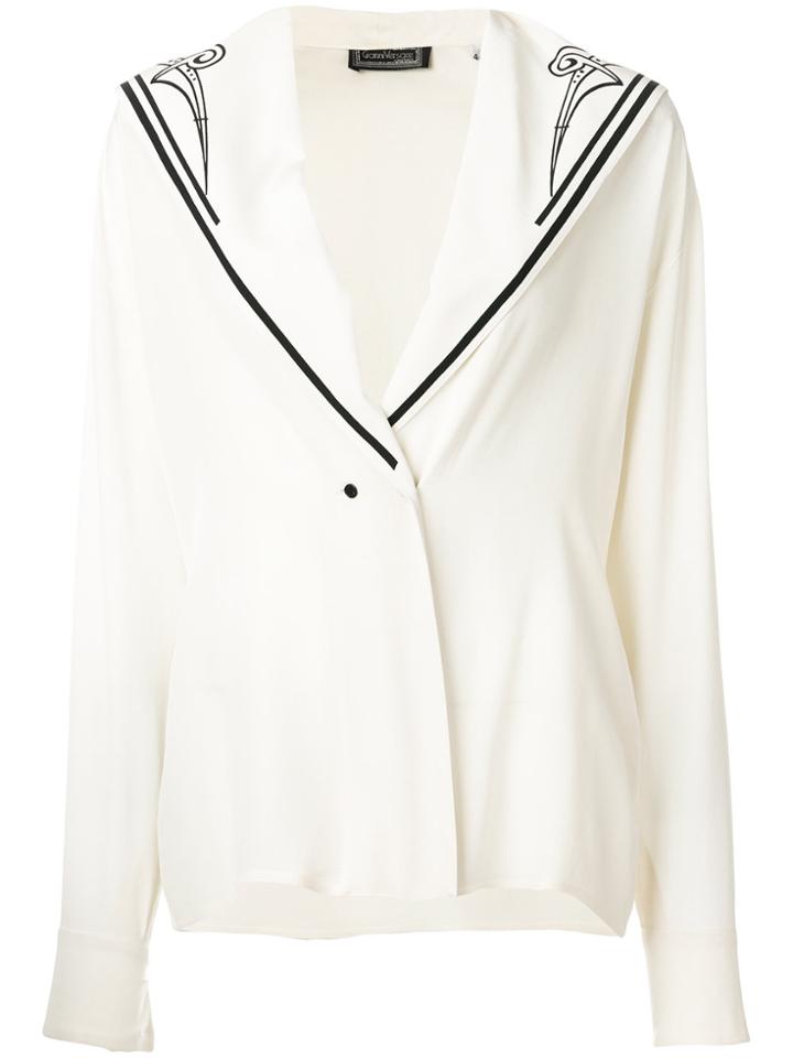 Versace Vintage Sailor-like Lapels Blouse - Nude & Neutrals