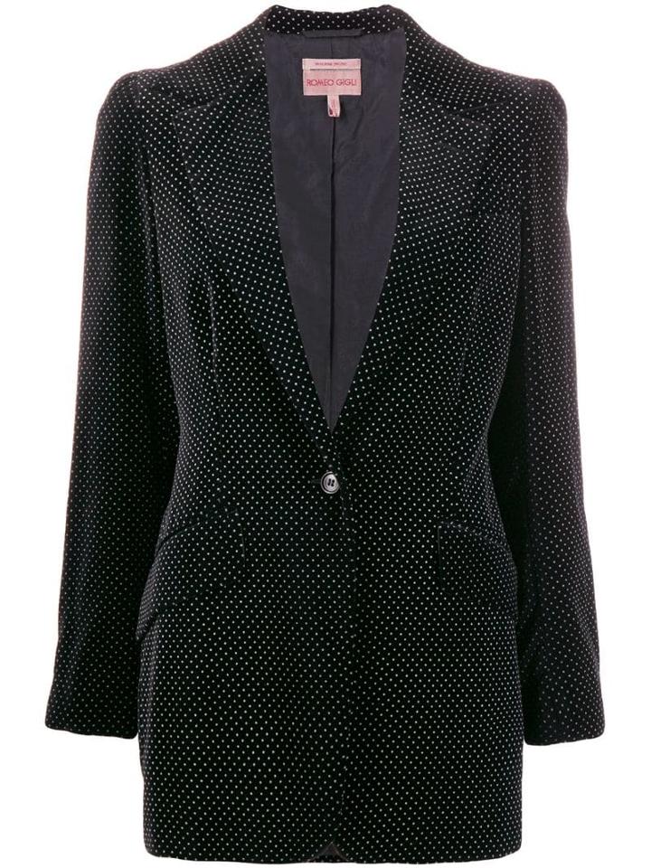 Romeo Gigli Pre-owned 1997 Polka Dotted Slim Blazer - Black