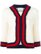 Gucci Ruffled Trim Cardigan, Size: Large, White, Wool
