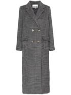 Ganni Double-breasted Checked Coat - Grey