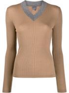 Lorena Antoniazzi Glittered V-neck Jumper - Brown