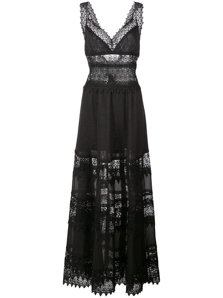 Charo Ruiz Embroidered Maxi Dress - Black