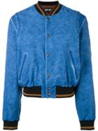 Just Cavalli - Stripe Detail Bomber Jacket - Women - Cotton/spandex/elastane/viscose - 44, Blue, Cotton/spandex/elastane/viscose