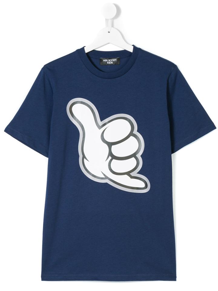 Neil Barrett Kids No Worries Hand Print T-shirt - Blue