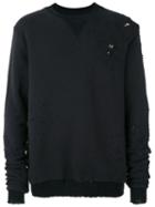 Amiri - Destroyed Sweatshirt - Men - Cotton/cashmere - L, Black, Cotton/cashmere