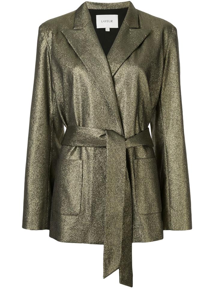 Layeur Gold Dench Belted Wrapover Jacket