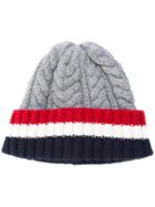 Thom Browne Cable Knit Stripe Panel Beanie - Grey