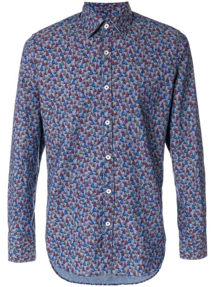 Canali Boat-print Formal Shirt - Blue
