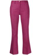 Pt01 Houndstooth Check Cropped Trousers - Pink