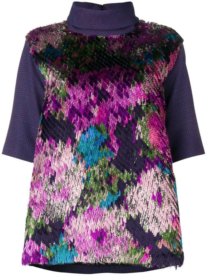 Talbot Runhof Fil Coupé Jacquard Top - Purple