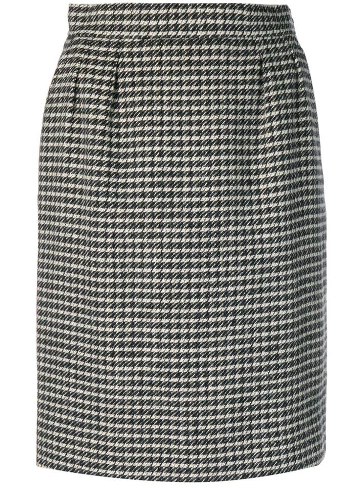 Yves Saint Laurent Vintage Houndstooth Skirt - Black
