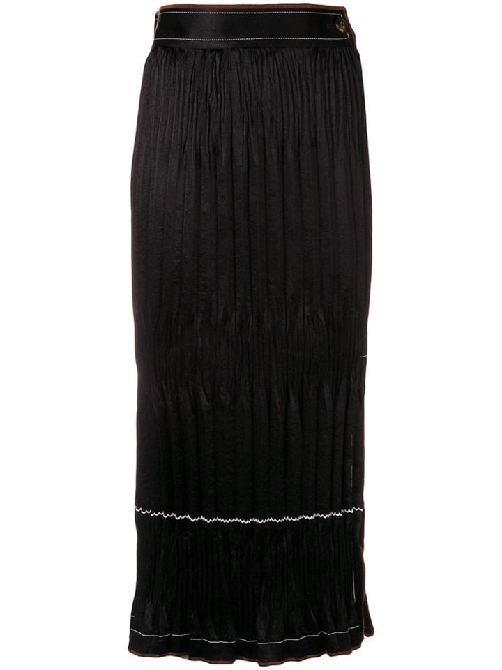 Helmut Lang Pleated Midi Skirt - Black
