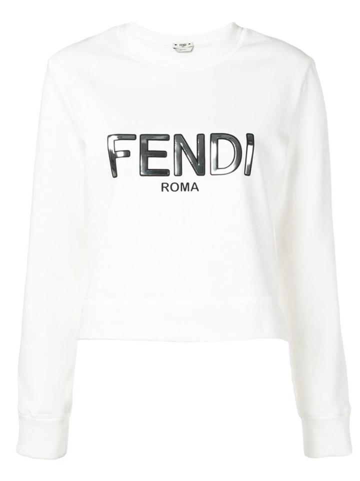 Fendi Logo Appliqué Cropped Sweatshirt - White