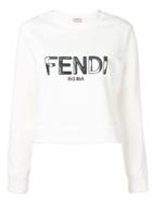 Fendi Logo Appliqué Cropped Sweatshirt - White