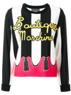 Boutique Moschino Striped Logo Sweatshirt - Black