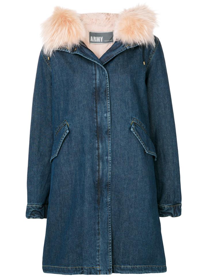 Army Yves Salomon Denim Parka - Blue