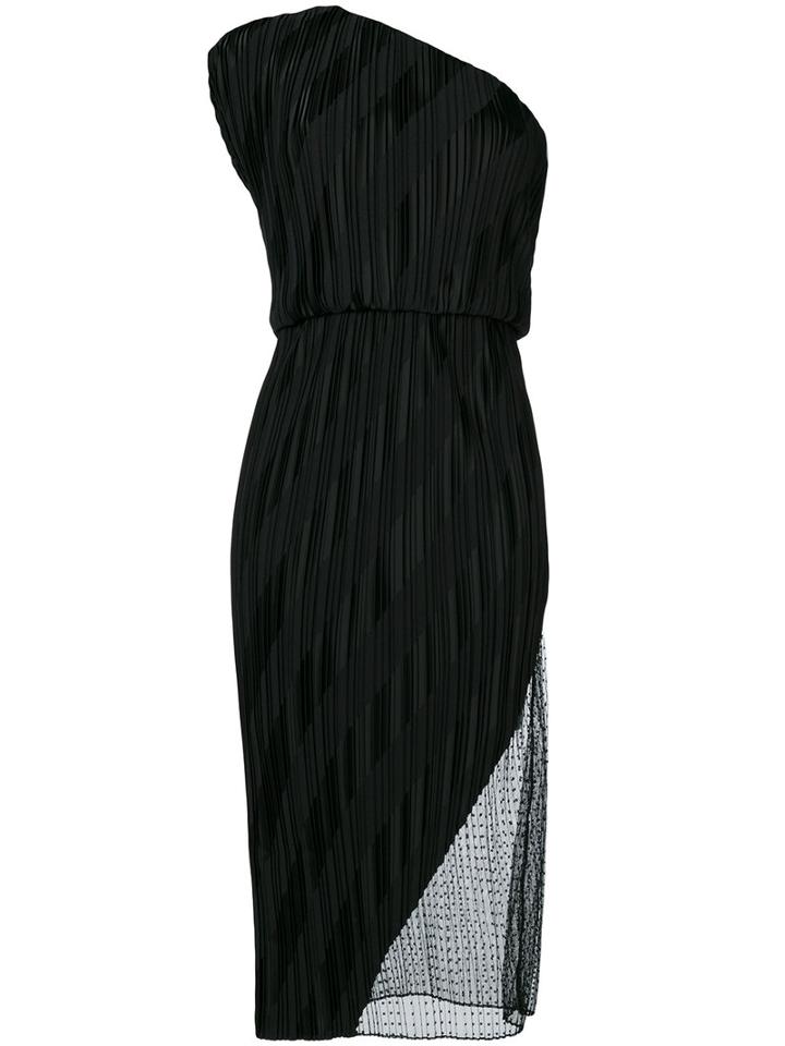 Alexander Wang - Pleated One-shoulder Dress - Women - Silk/polyester - 4, Black, Silk/polyester