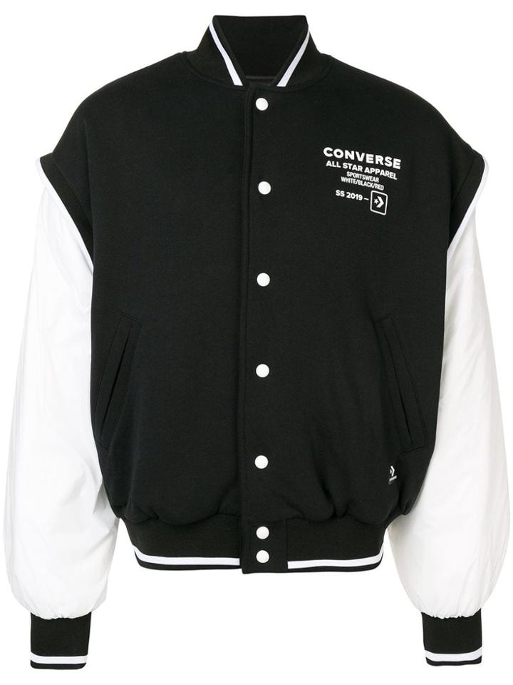 Converse Logo Contrast Bomber Jacket - Black