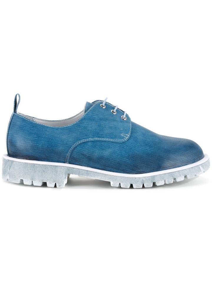 Diego Vanassibara Denim Effect Derby Shoes - Blue