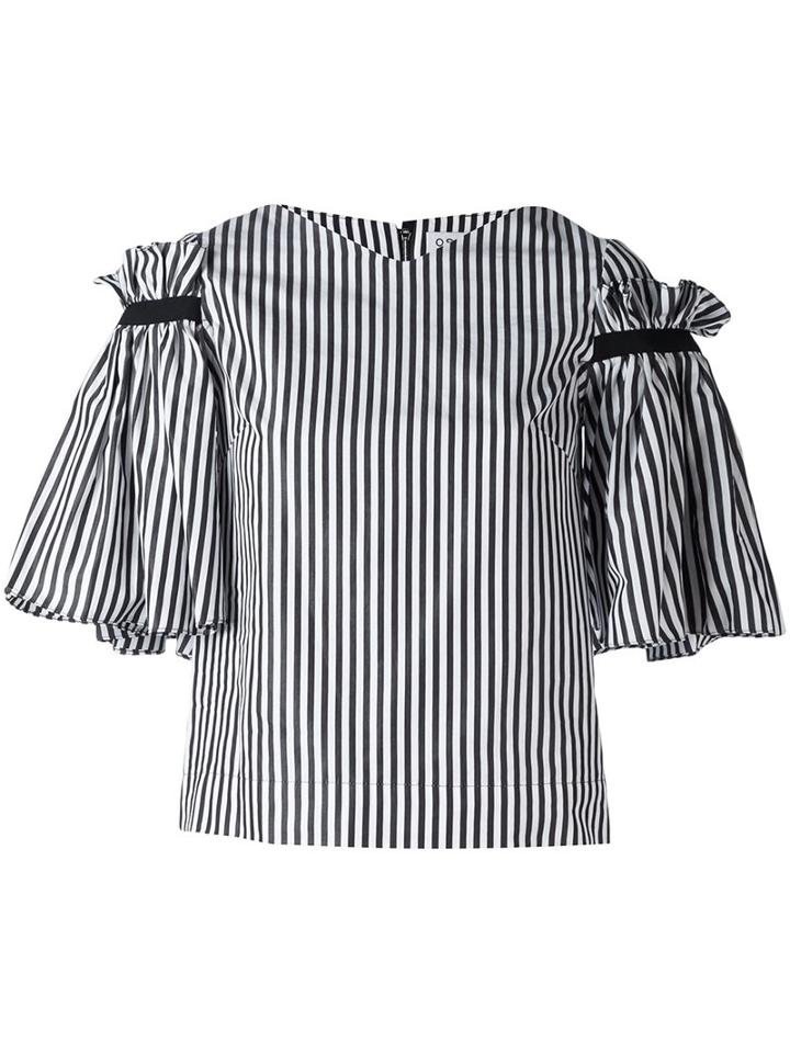 Osman Ruffled Striped Top, Women's, Size: 8, Black, Cotton