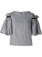 Osman Ruffled Striped Top, Women's, Size: 8, Black, Cotton