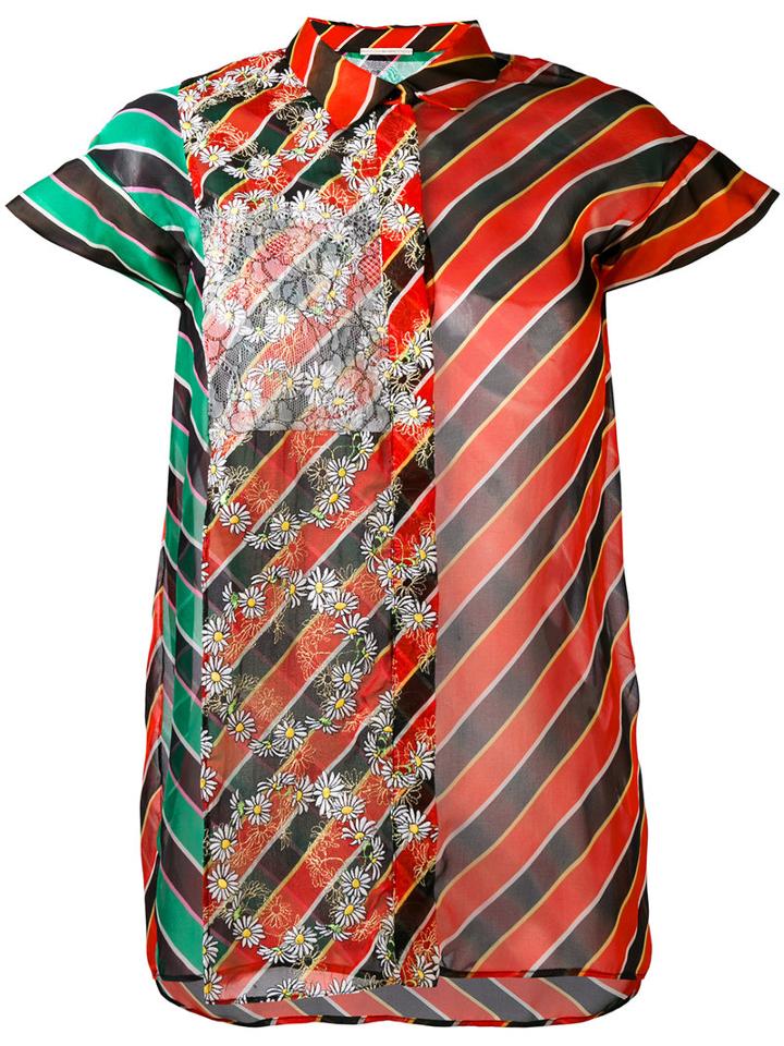 Marco De Vincenzo - Striped Shortsleeve Shirt - Women - Silk/polyester - 44, Silk/polyester