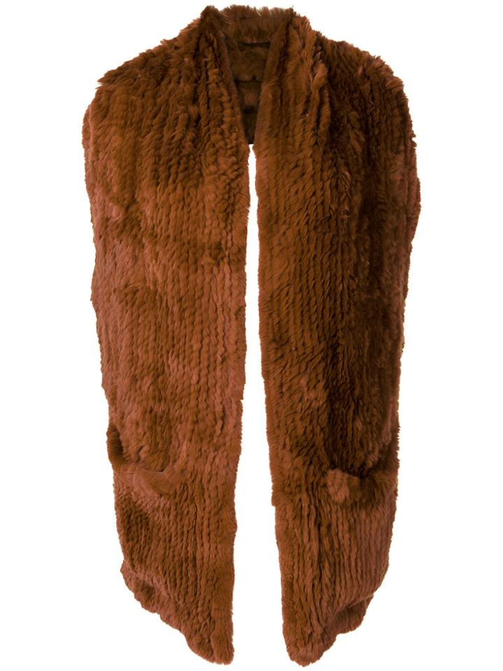 Yves Salomon Rabbit Fur Backless Gilet - Brown