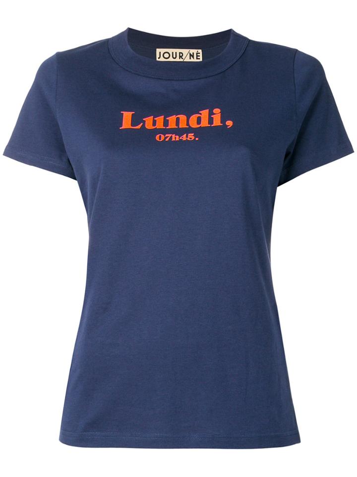 Jour/né Lundi Slogan T-shirt - Blue