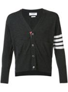 Thom Browne Short V-neck Cardigan With 4-bar Stripe In Dark Grey