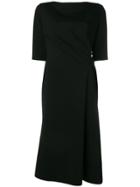 Giorgio Armani Slash Neck Midi Dress - Black