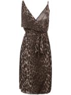 L'agence Leopard Print Fitted Dress - Green