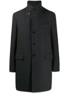 Fay Funnel Neck Single-breasted Coat - Grey