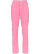 Sjyp High-waisted Cropped Straight Leg Jeans - Pink