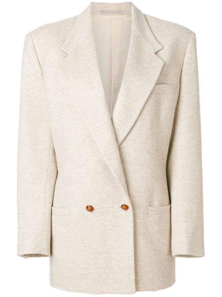 Versace Pre-owned Long-line Double Breasted Blazer - Neutrals