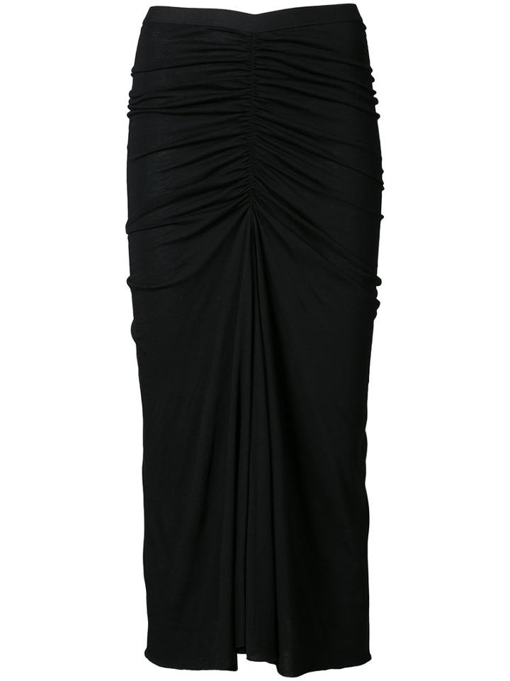 Ruched Midi Skirt - Women - Cotton/polyamide/viscose - 40, Black, Cotton/polyamide/viscose, Rick Owens Lilies