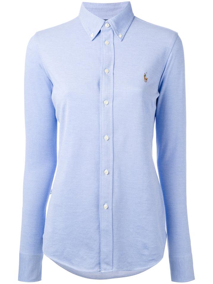 Polo Ralph Lauren - Embroidered Logo Shirt - Women - Cotton - M, Blue, Cotton