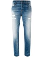Current/elliott - Distressed Straight Jeans - Women - Cotton - 28, Blue, Cotton