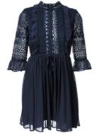 Perseverance London - Lace Trim Dress - Women - Polyester - 10, Blue, Polyester