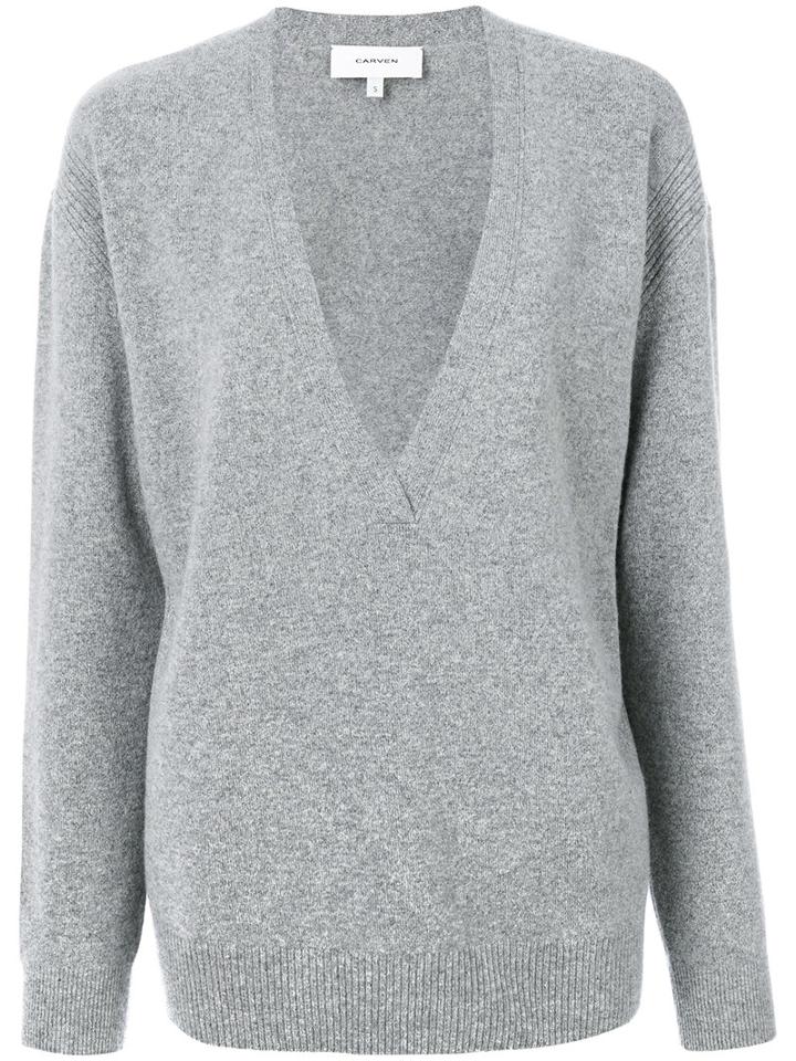 Carven - V-neck Sweater - Women - Polyamide/spandex/elastane/wool - S, Grey, Polyamide/spandex/elastane/wool