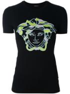 Versace Embroidered Logo T-shirt, Women's, Size: 44, Black, Viscose/spandex/elastane/silk