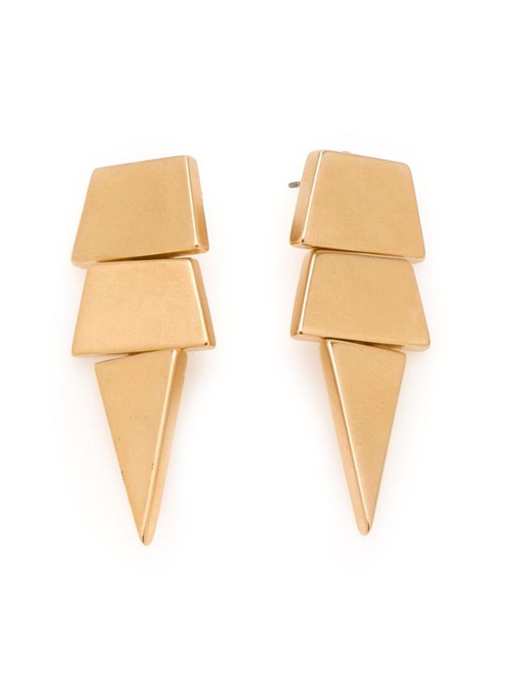 Eddie Borgo Large Scaled Triangle Earrings, Women's, Metallic, Metal Other