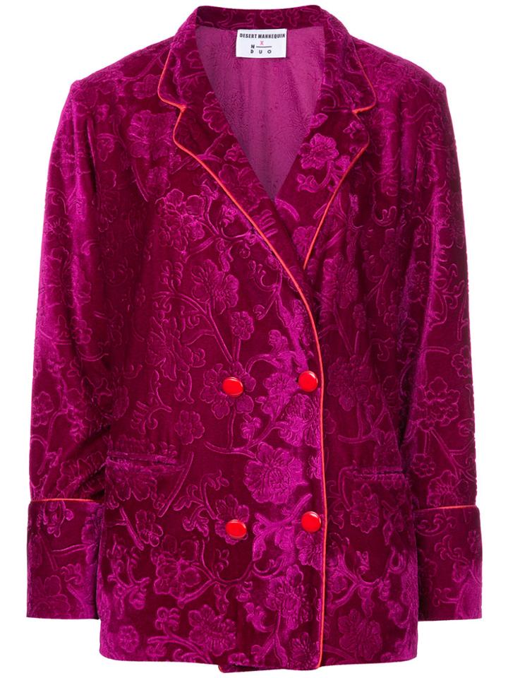 N Duo Jacquard Double Breasted Blazer - Red